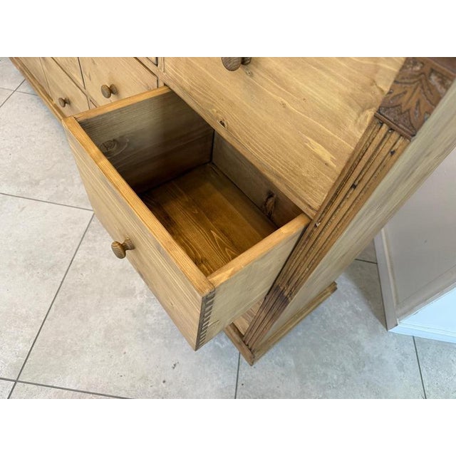Brown Rustic Chest of 12 Drawers in Softwood For Sale - Image 8 of 12