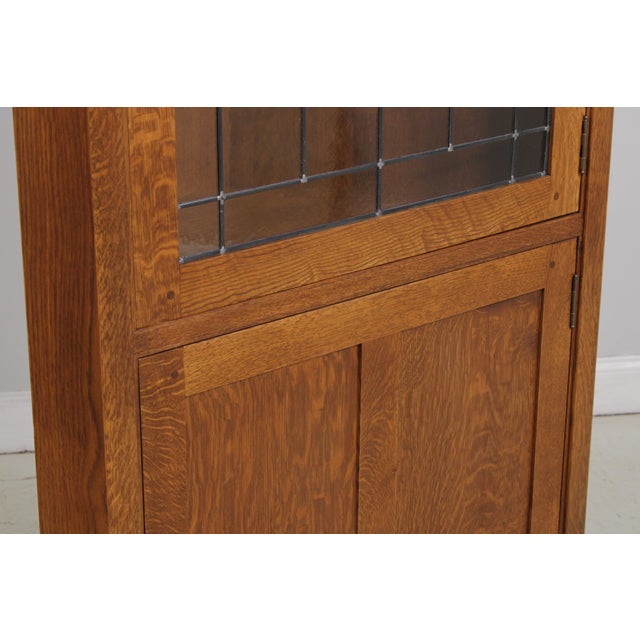 Stickley Mission Oak Leaded Glass China Cabinet For Sale - Image 13 of 18