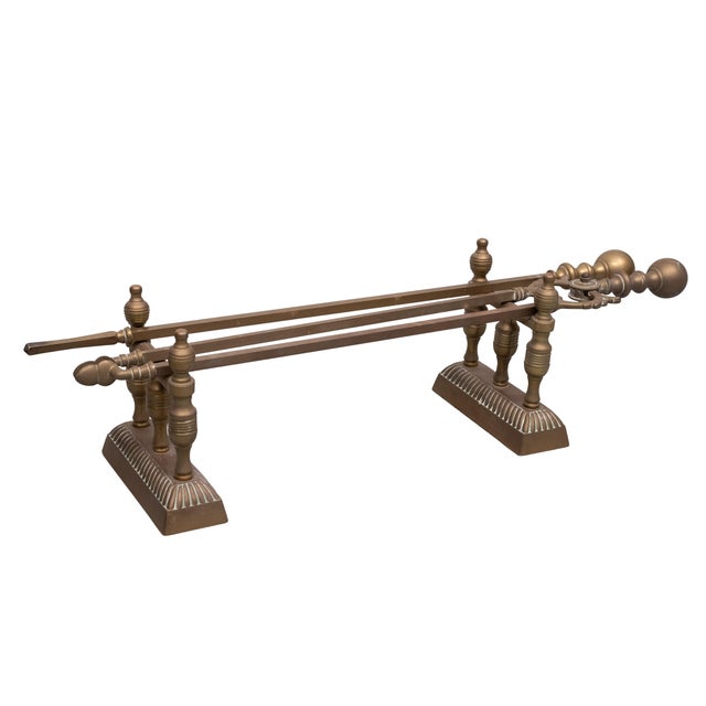 Goldenrod Antique Brass Fireplace Tools, 1880s, Set of 4 For Sale - Image 8 of 16