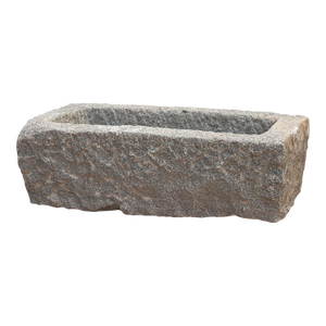 Hand-Chiseled Stone Rectangular Pot