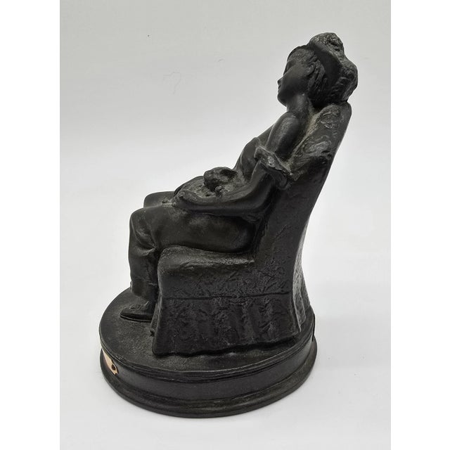 Mid 20th Century H. Kalish Fille Et Chat Girl Woman Lady With Cat Bronze Statue For Sale - Image 4 of 10
