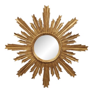 Vintage Giltwood Italian Sunburst Mirror For Sale