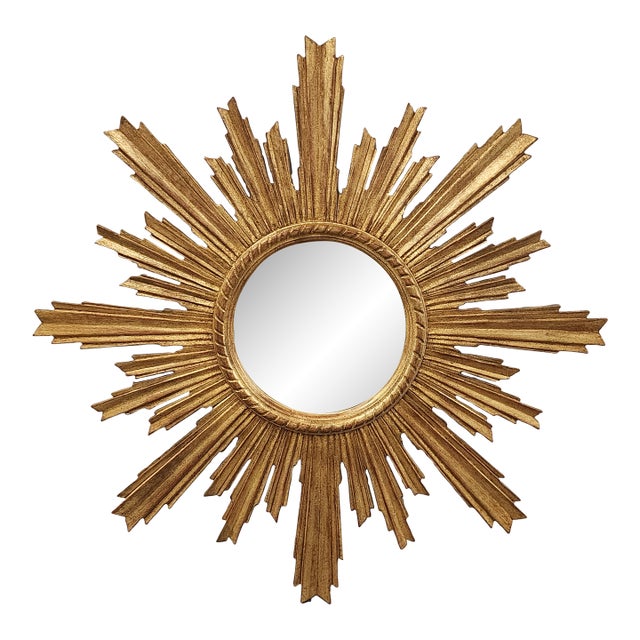 Vintage Giltwood Italian Sunburst Mirror For Sale