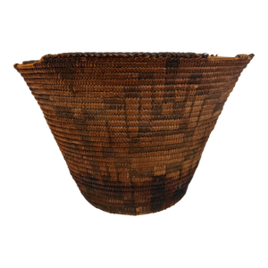Antique Western Apache Coiled Storage Basket - 12” Hand Woven in the Style of Native American Art