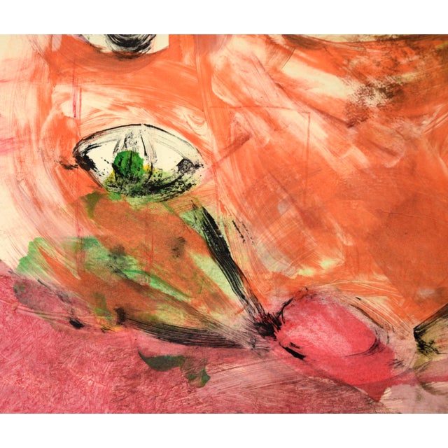 Colorful Cat Face - Transfer Monotype in Water Based Ink on Paper by Heather Speck For Sale In Monterey, CA - Image 6 of 9