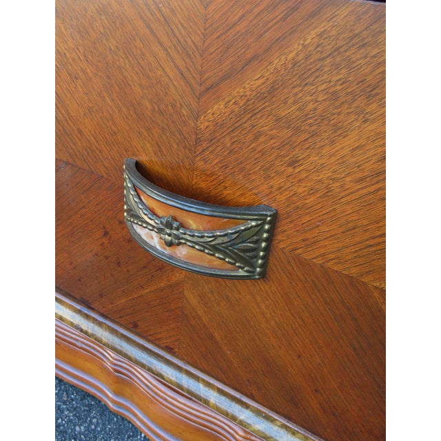 Early 20th Century Art Deco Waterfall Inlay Nightstand Side End Table 6301 For Sale - Image 5 of 9