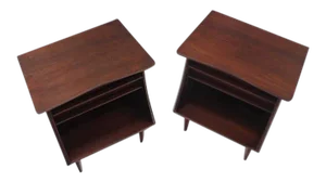 Vintage Mid Century American Walnut One Drawer Nightstands- a Pair