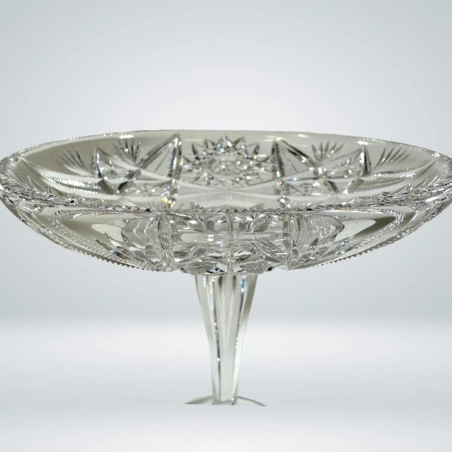 Vintage American Brilliant Cut Glass Style Compote For Sale In San Diego - Image 6 of 7