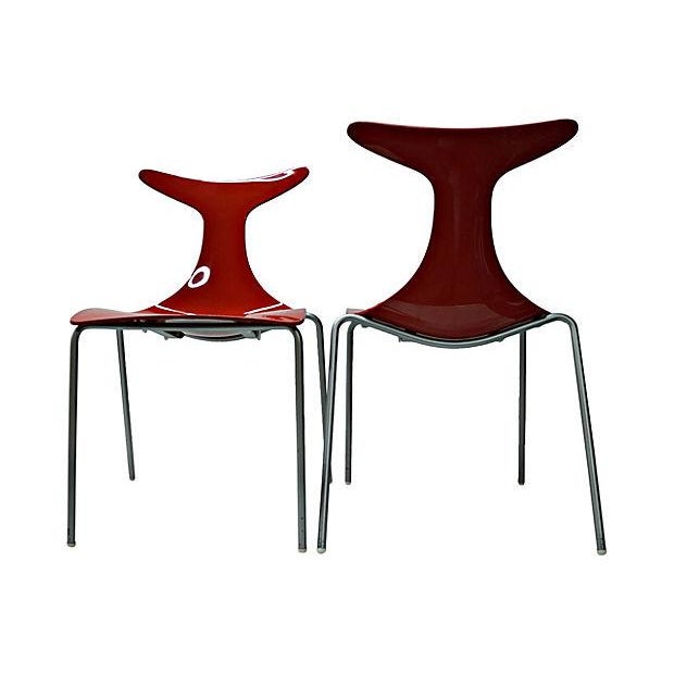 Sculptural Italian Red Dining Chairs Set of 4 Chairish
