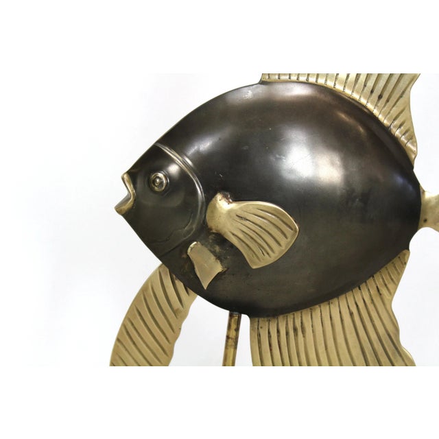 1970s Mid-Century Brass Angel Fish on Black Base For Sale - Image 5 of 6