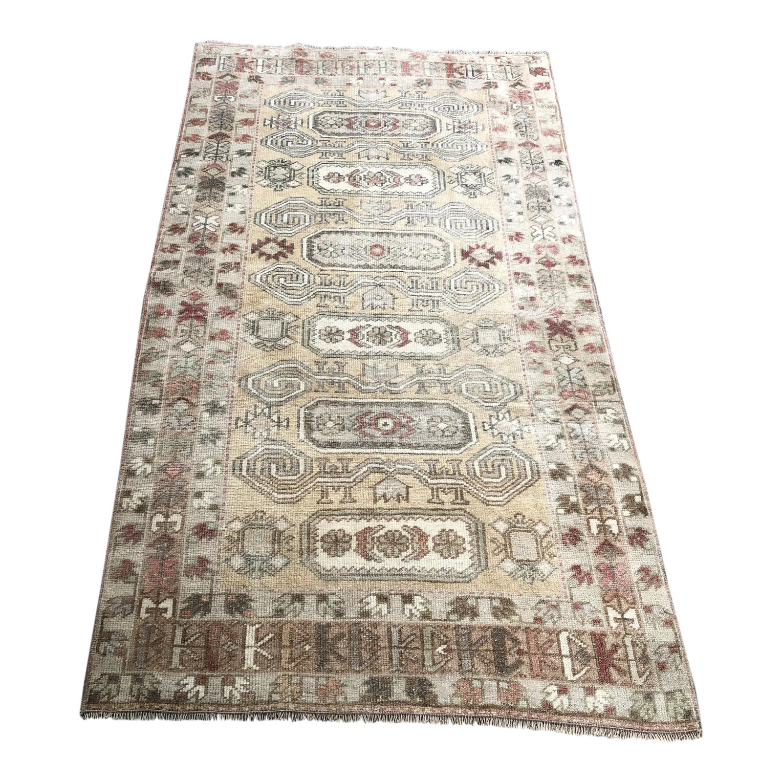 Turkish Vintage Camel Wool Rug | Chairish