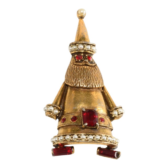 Vintage Hollycraft Santa Claus Christmas Brooch For Sale
