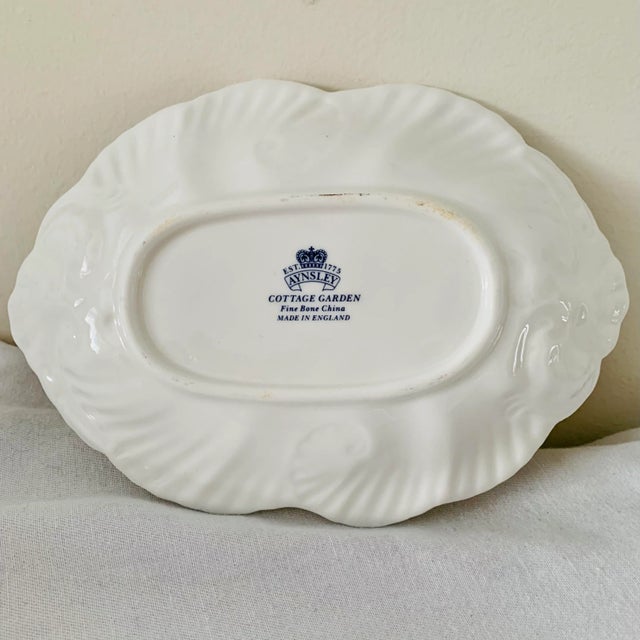 Vintage English Traditional Aynsley Butterflies Cottage Garden Platters Crudités Fine Bone China Dishes - Set of 2 For Sale - Image 9 of 13
