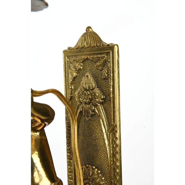 Brass Pair Fine Italian Brevettato Cherub Brass Lighting Sconces For Sale - Image 8 of 11