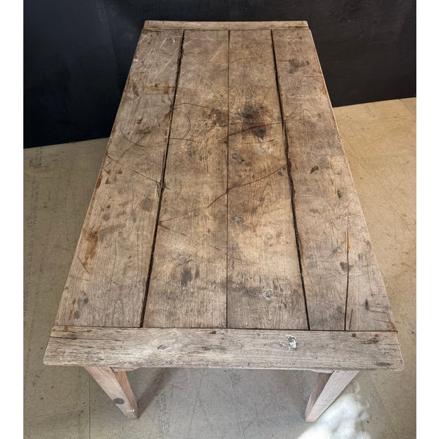 French Normandy Scrub Top Kitchen Dining Table, 1850 For Sale - Image 15 of 16
