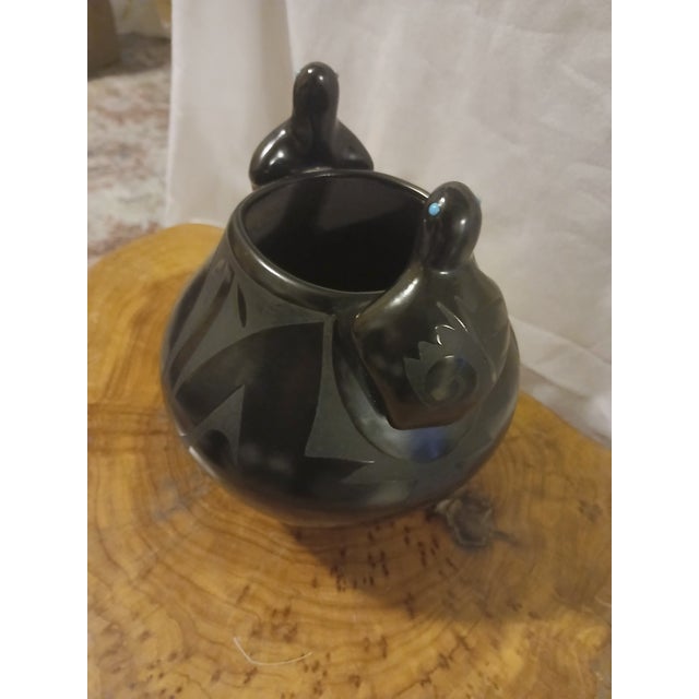 Artist Signed Early 20th Century Black Native American Potery Bowl For Sale - Image 4 of 6