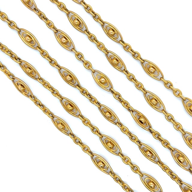 Late 19th Century Late 19th Century Victorian, Yellow Gold Fancy Link Muff Long Chain Necklace, 63 Inches For Sale - Image 5 of 6