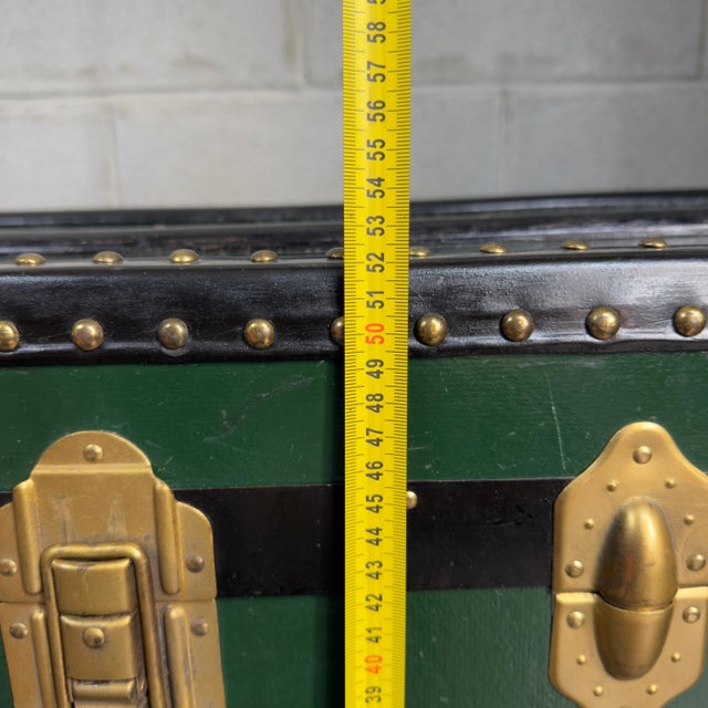 20th Century Green Wood and Metal Travel Trunk For Sale - Image 10 of 11