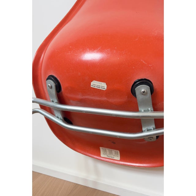 Mid-Century Modern 1960s Eames for Herman Miller Red-Orange Fiberglass DSS Stacking Side Chair For Sale - Image 3 of 11