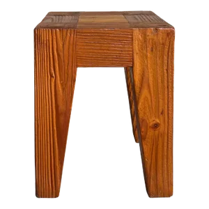 Natural Raw Blocky Wood Rough Pattern Bold Square Stool Table Bench