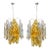 1960s Pair of Amber Murano Glass Leaf Chandeliers in the Style of Mazzega For Sale