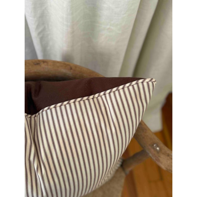 2020s Pillow, Ian Mankin Ticking Stripe in Chocolate For Sale - Image 5 of 6