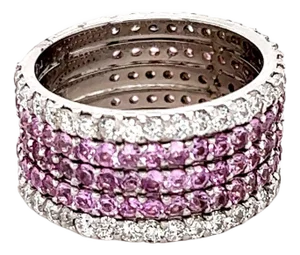 Roshe Jewels Sapphire Ring With Natural Diamonds in White Gold 4.23 Carats, Size 7