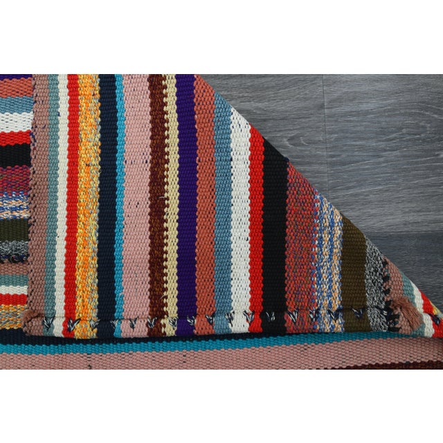 Vintage Turkish Oushak Handmade Wool Cotton Orange Runner Rug For Sale - Image 9 of 11