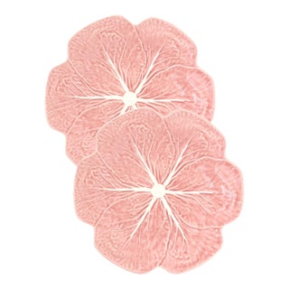 Bordallo Pinheiro Pink Cabbage Ware Plates, Pair For Sale
