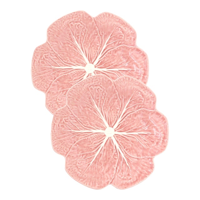 Bordallo Pinheiro Pink Cabbage Ware Plates, Pair For Sale