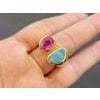 Bochic "Orient" Ruby & Blue Opal Vintage 2 Gem Ring Set 18K & Silver For Sale - Image 16 of 18