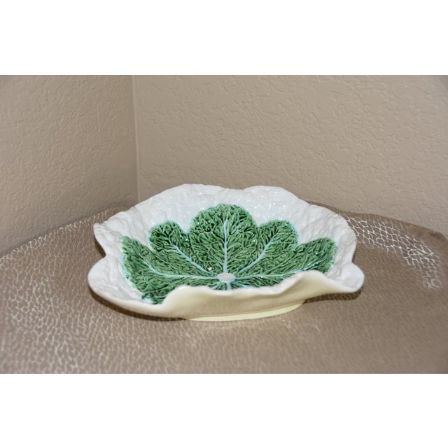 1900 - 1909 Vintage Portuguese Majolica Cabbage Bowl Bordallo Pinheiro C. Rainha For Sale - Image 5 of 7