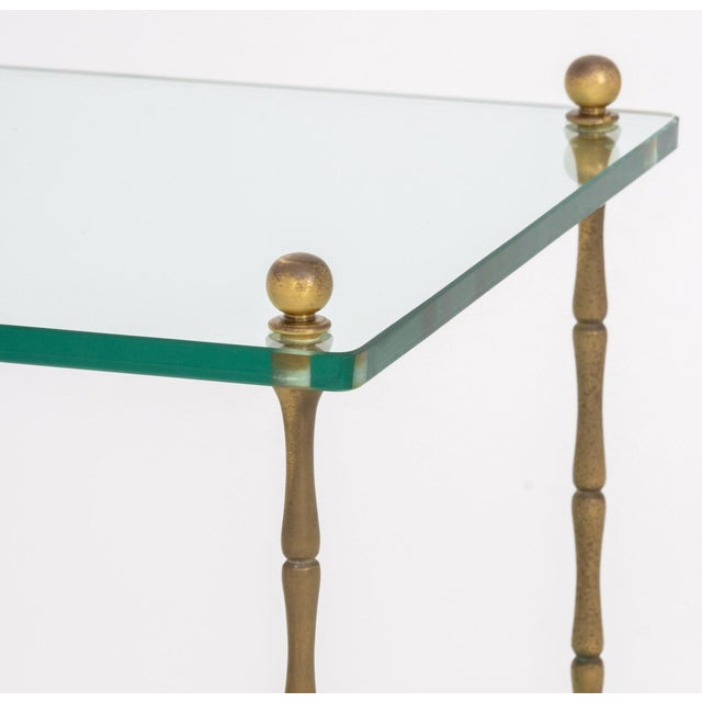 Pair of Modern Faux Bamboo Brass and Glass Side Tables For Sale In New York - Image 6 of 8