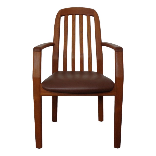 Danish Teak and Leather Armchair from Dyrlund, Denmark, 1970s For Sale