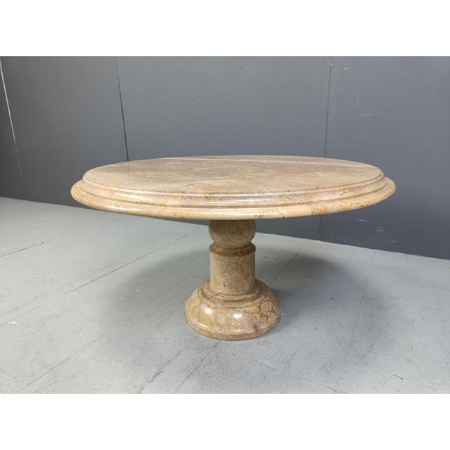 Stone Vintage Italian Round Marble Coffee Table, 1960s For Sale - Image 7 of 11