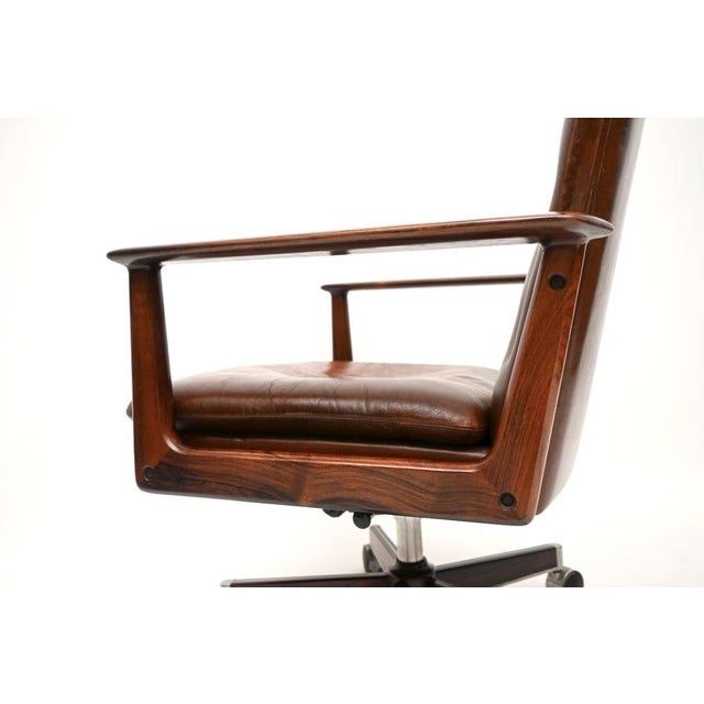 Vintage Danish Leather Desk Chair attributed to Arne Vodder from Sibast, 1960 For Sale - Image 10 of 11
