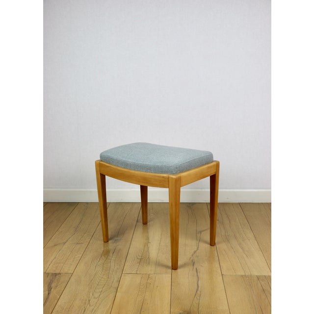 Stool in Blue Natural Fabric, 1970s For Sale - Image 12 of 12