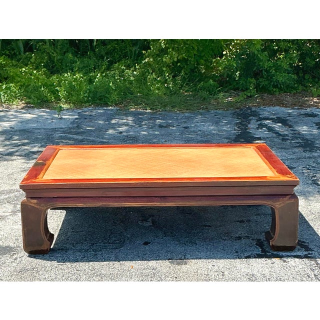 Vintage Asian Elm Seagrass Ming Coffee Table For Sale - Image 9 of 10