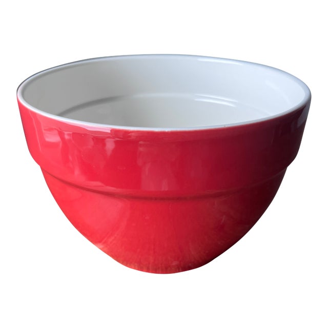 Late 20th Century A. Santos Pottery Made in Portugal Red Mixing Bowl 8" For Sale