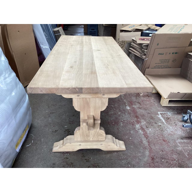 Wood French Weathered Solid Plank Oak Monastery Table For Sale - Image 7 of 13