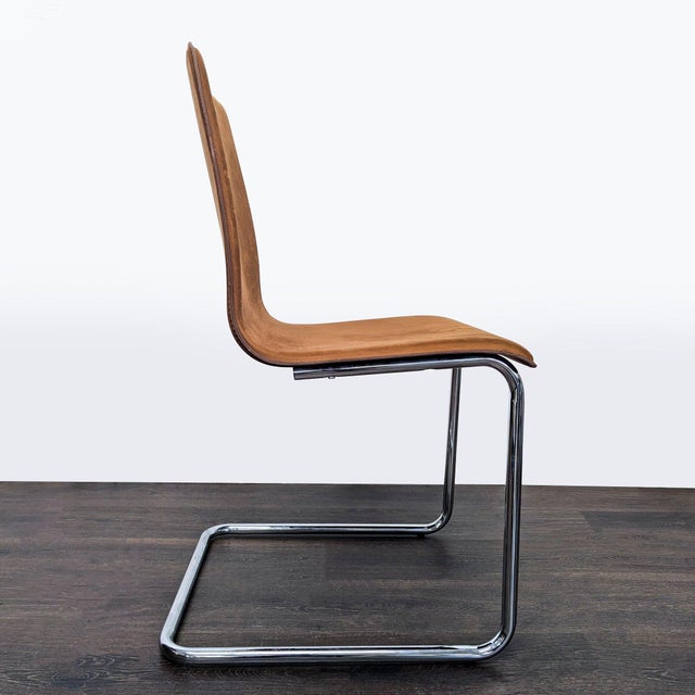 Modern Cb2 Leather/Suede Dining Chair on Chrome Frame For Sale - Image 3 of 9