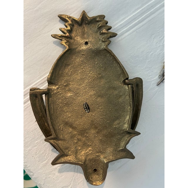 Hollywood Regency Vintage Solid Brass Figural Pineapple Door Knocker For Sale - Image 3 of 3