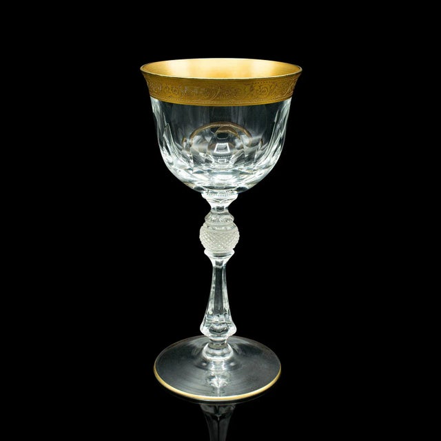1920s 1920s Pair of Antique Art Deco French Glass Celebratory Port Glasses For Sale - Image 5 of 13