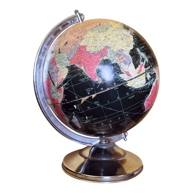 Rare Black Seas Replogle 12" Precision Globe Circa Late 1940s For Sale