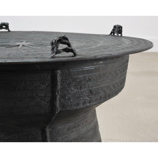 Southeast Asian Bronze Frog Rain Drum or Drinks Table For Sale - Image 12 of 18