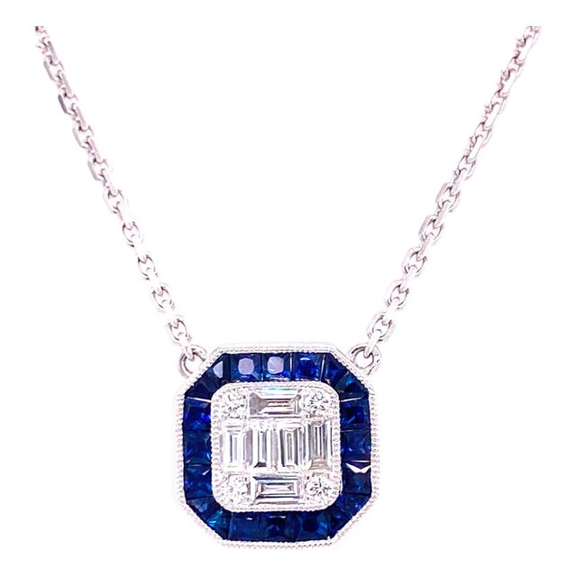 Art Deco - Inspired Design Ruby & Diamond Pendant Necklace For Sale