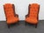 Hollywood Regency Extra Tall Caned Wing Back Livingroom Side Chairs a Pair 6654 For Sale - Image 17 of 17