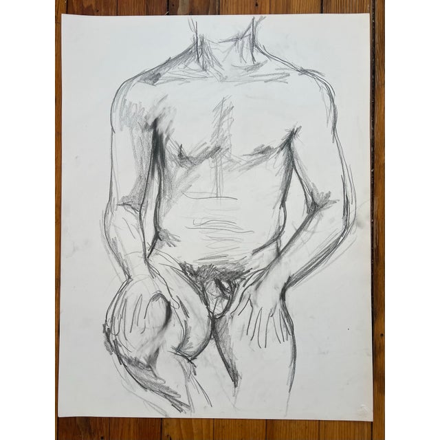 Barbara Beck Figurative Nude Charcoal Sketch on Paper 1970s For Sale - Image 4 of 4