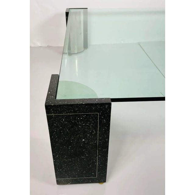 Metal Terrazzo, Stainless Steel & Glass Coffee Table After Karl Springer, Usa 1970's For Sale - Image 7 of 13