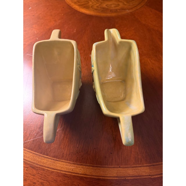 Ceramic Vintage Roseville Wincraft Chartreuse Creamer and Sugar Bowl Set ca.1948 For Sale - Image 7 of 8